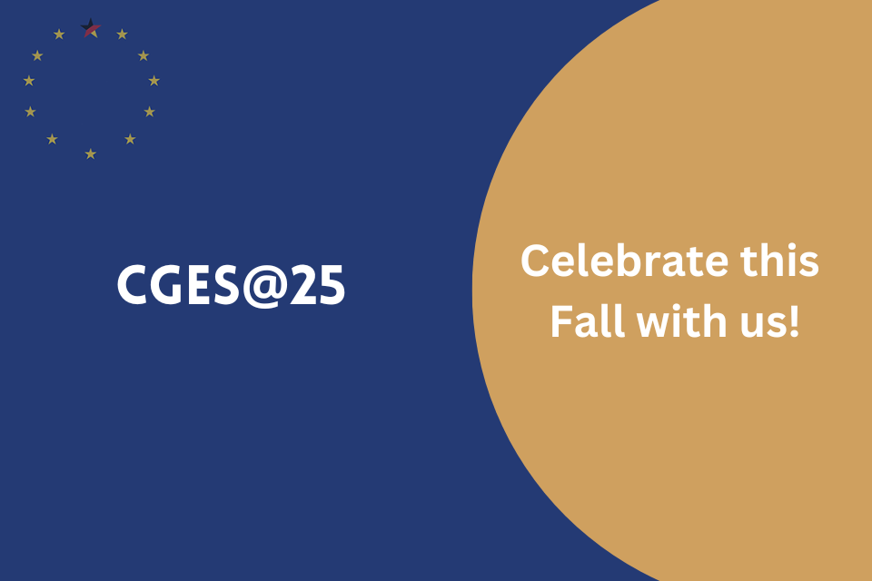 Blue and orange banner saying to celebrate CGES@25