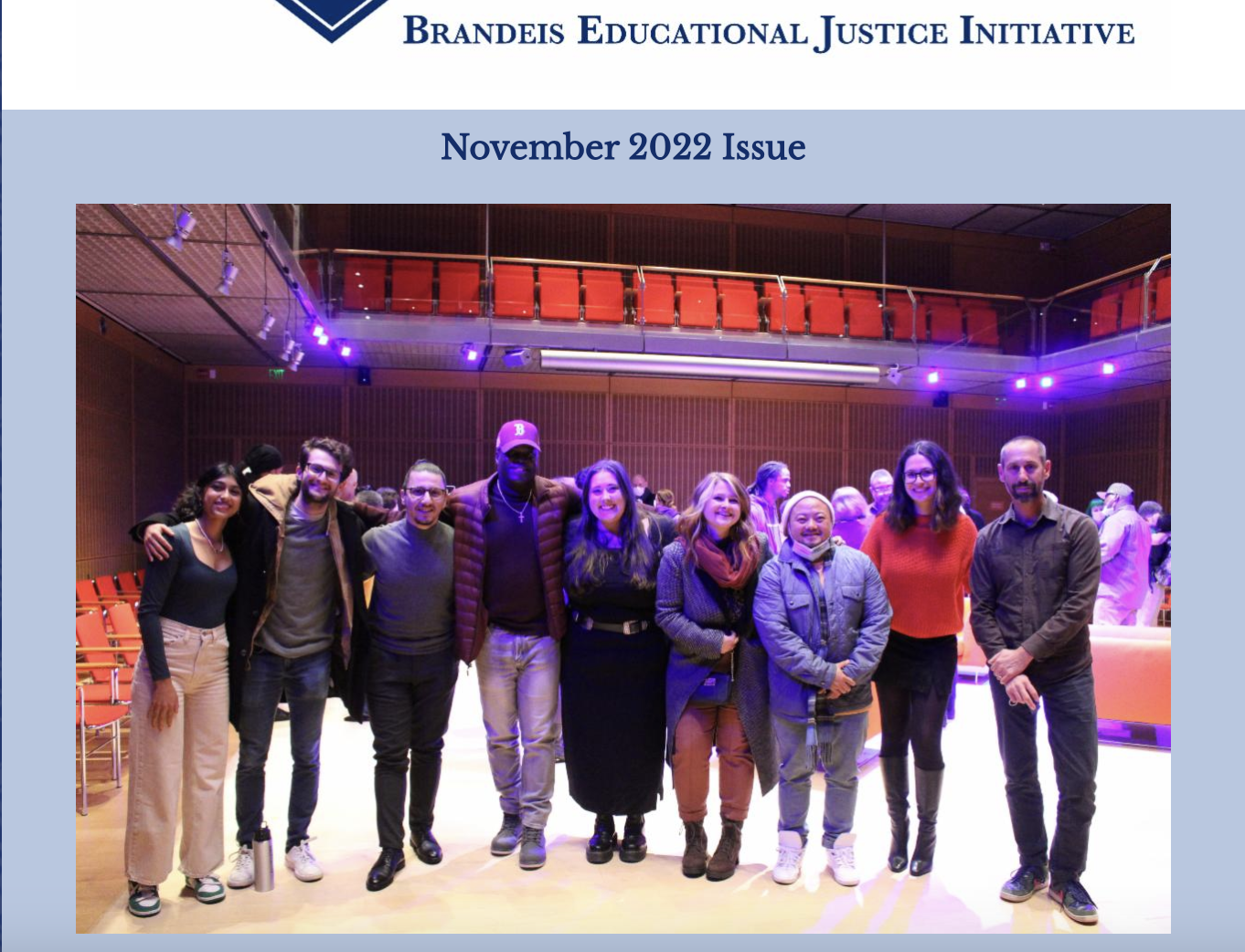 A screenshot from BEJI's November 2022 newsletter cover, showing Partakers Empowerment Program team.
