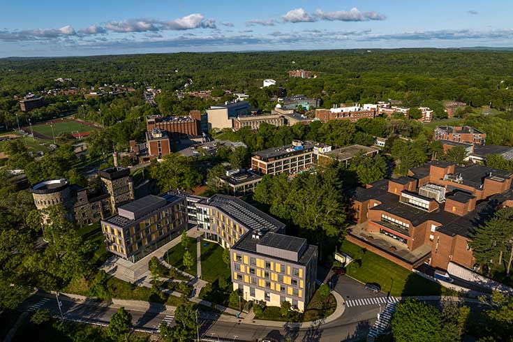 Aerial view of the Brandeis campus