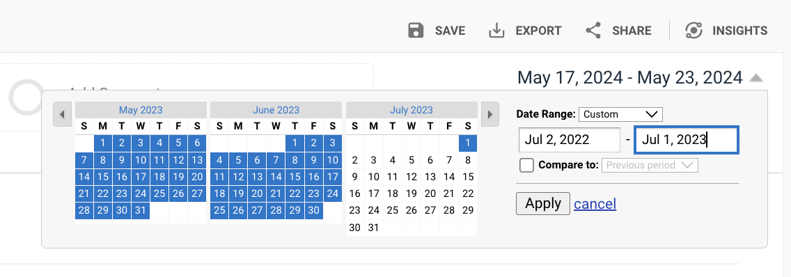 A calendar picker with a date range highlighted