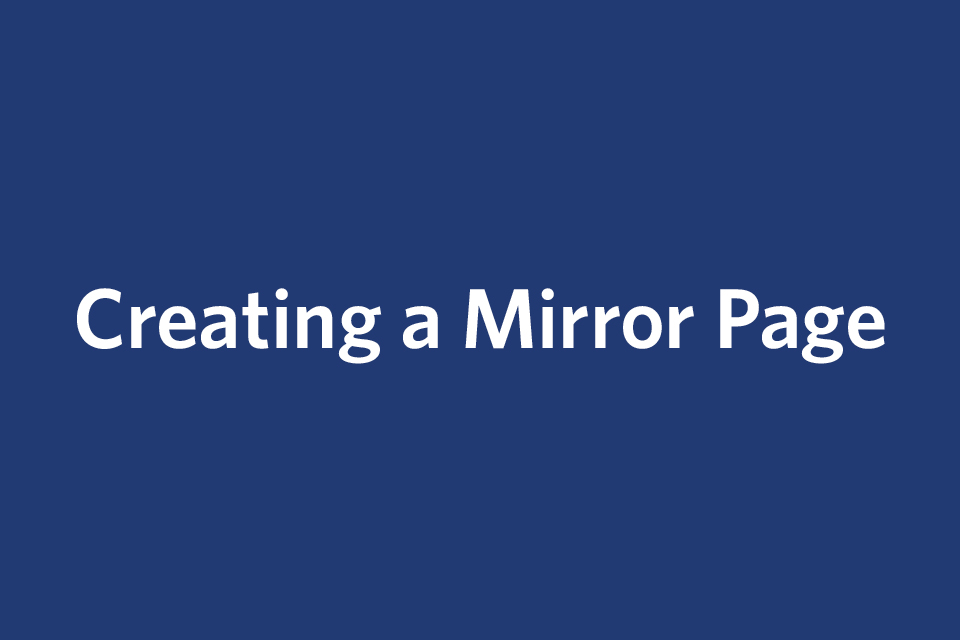 Title slide: Creating a Mirror Page