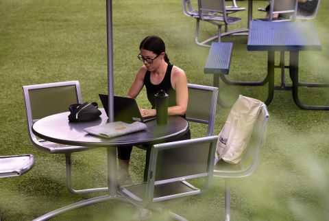 Student working on a computer