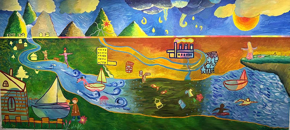a mural on water pollution 