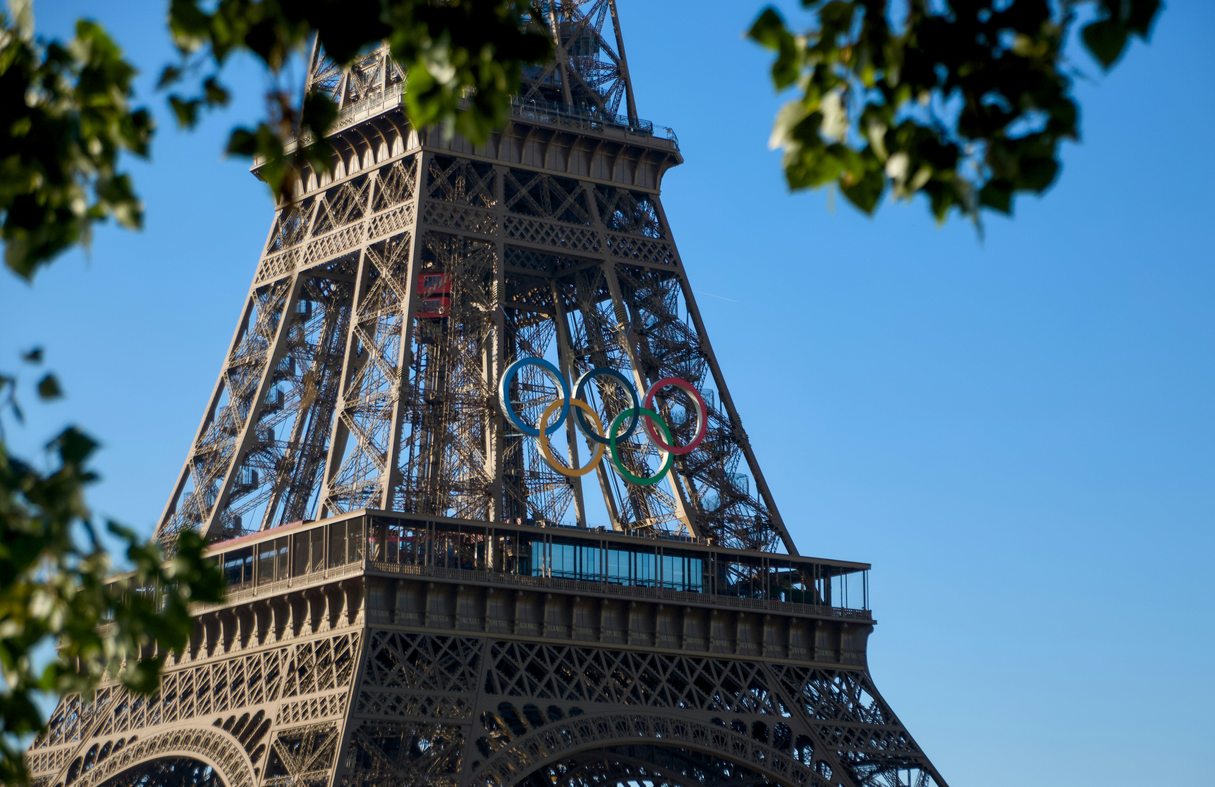 The Eiffel Tower with the Olympic rings