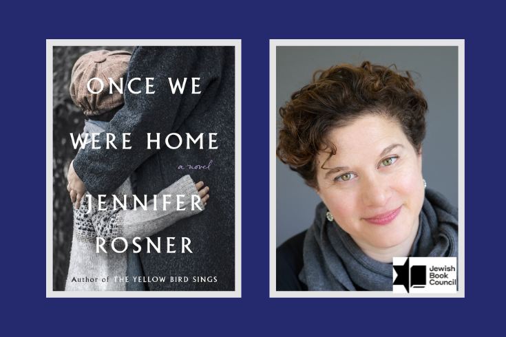 Jennifer Rosner on the left. Book cover on the right.