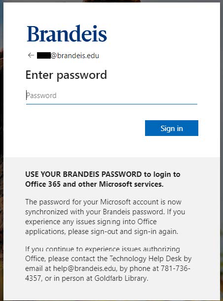 image is of Brandeis single sign-on