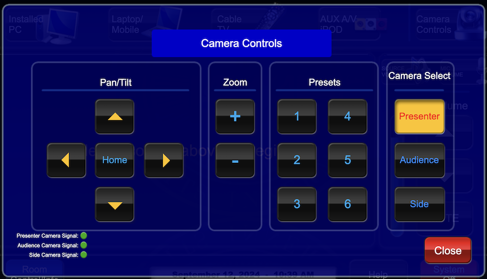 camera controls page