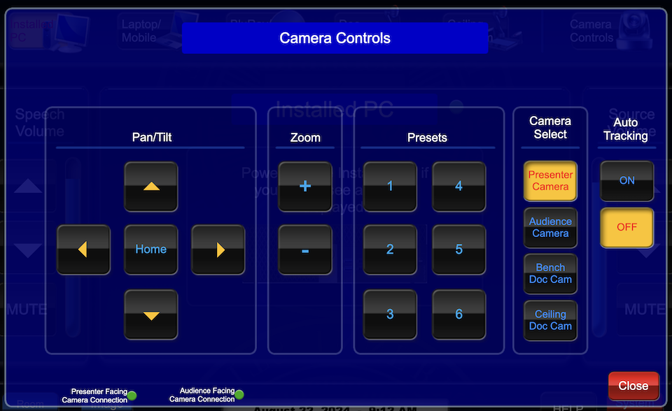 camera controls page