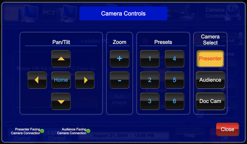 camera controls page