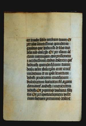 A page of dense black lettering that fills a rectangular space, with some yellow counterspaces.