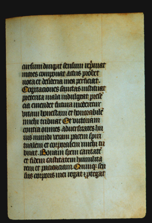 A page of dense black lettering that fills a rectangular space, with some yellow counterspaces. 
