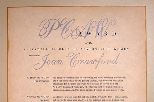 Business award from the Philadelphia Club of Advertising Women