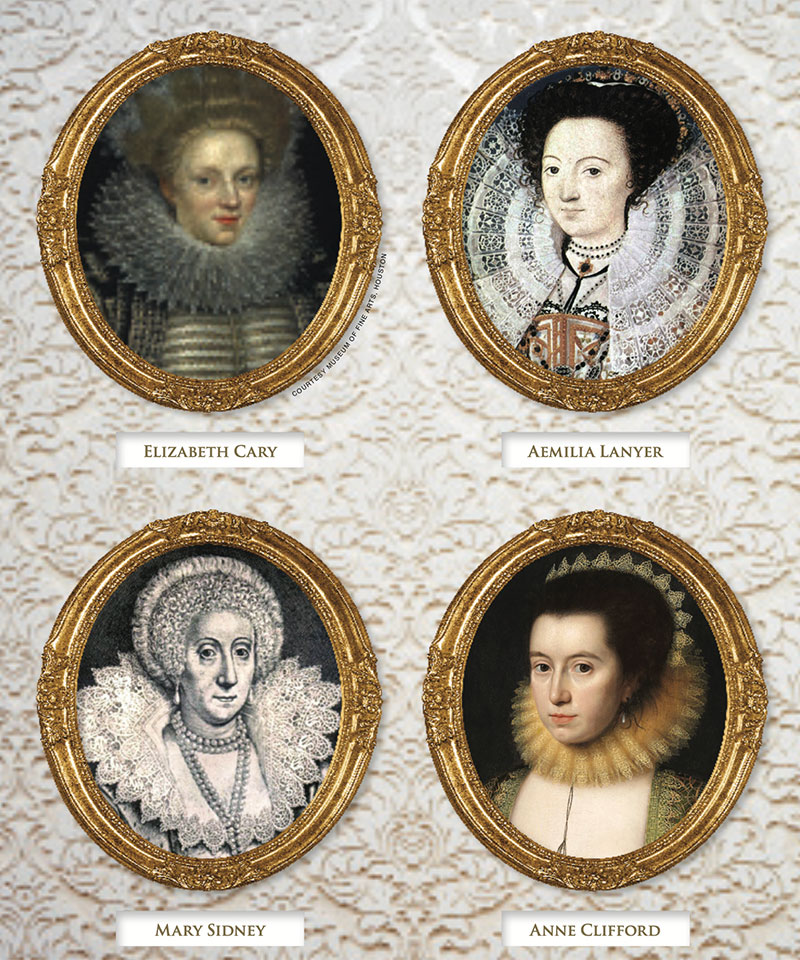 Portraits of Elizabeth Cary, Aemilia Lanyer, Mary Sidney, and Anne Clifford