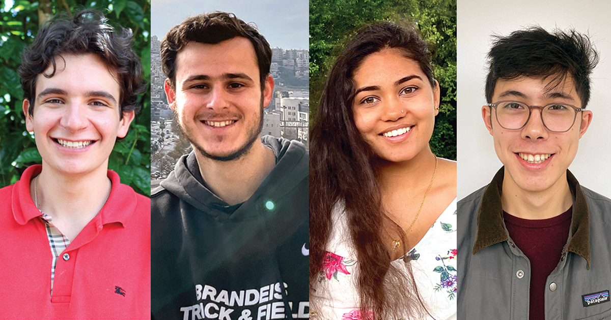 Collage of four students smiling