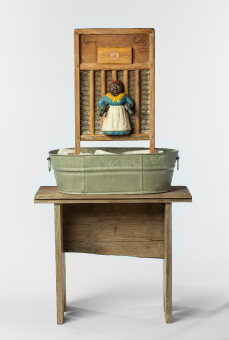 Mixed media on vintage washboard and tub