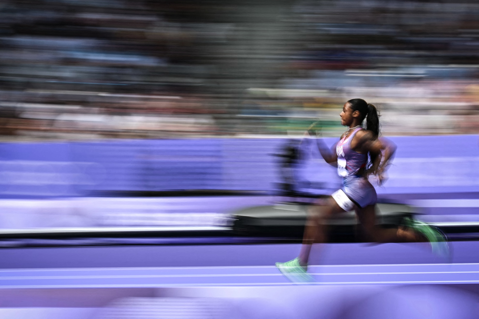 US Silver medal winner Sha'carri Richardson Sha'Carri Richardson competes in the women's 100m heat of the athletics event at the Paris 2024 Olympic Games at Stade de France in Saint-Denis, north of Paris, on August 2, 2024