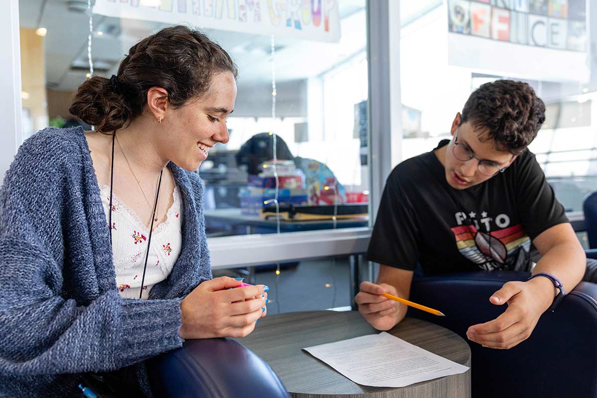 Students discussing their project